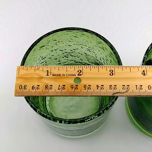 2 Bubble Highball Glasses by Artland Iris. Hand Blown. Dark Green. - Picture 5 of 8